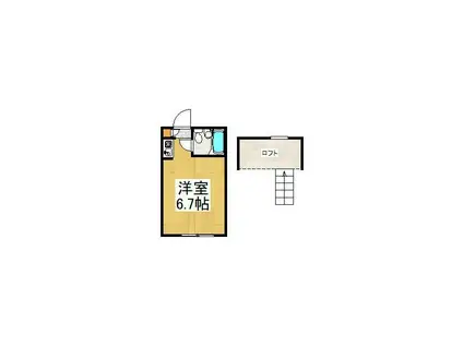 西武拝島線 東大和市駅 徒歩15分 2階建 築36年(ワンルーム/2階)の間取り写真