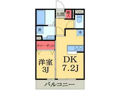 エヴァーラスティング千葉(1DK/3階)の間取り写真