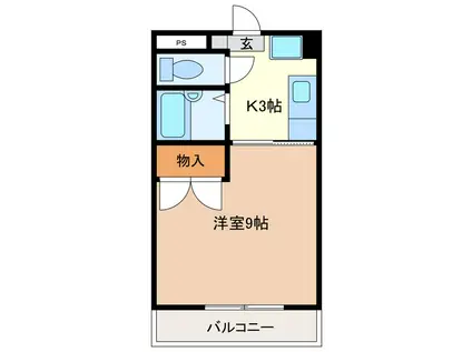 コーポカトウII(1K/3階)の間取り写真