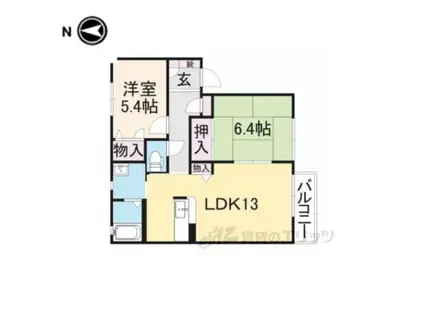 プリムローズ3番館(2LDK/2階)の間取り写真