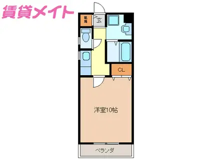 亀山マンションB棟(1K/3階)の間取り写真