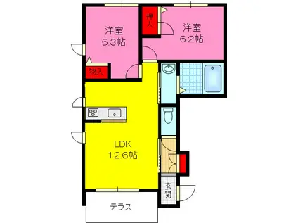 シャーメゾン ラルゴA棟(2LDK/1階)の間取り写真