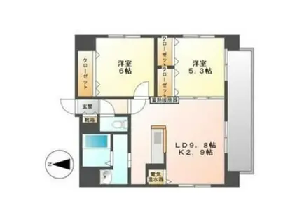 モルティーニ山鼻(2LDK/4階)の間取り写真