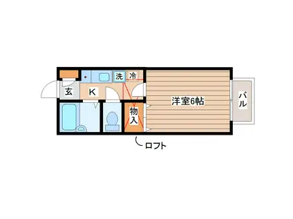 ブローニュの森(1K/2階)の間取り写真