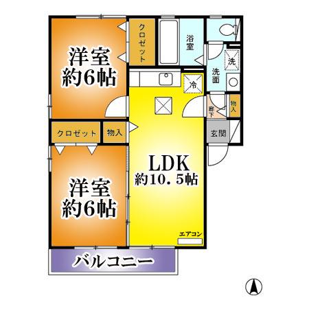 サウスパークスTAKAHISA A/B/C(2LDK/1階)の間取り写真