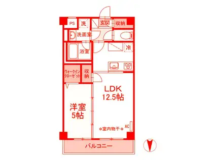 TERRACE WELLNESS(1LDK/3階)の間取り写真