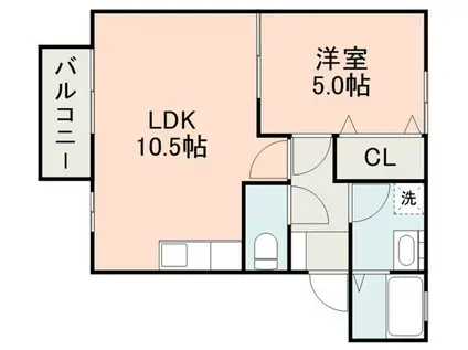 プラシードSS(1LDK/2階)の間取り写真