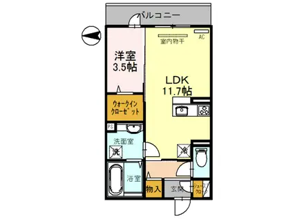 ヴォワ・リーブル(1LDK/3階)の間取り写真