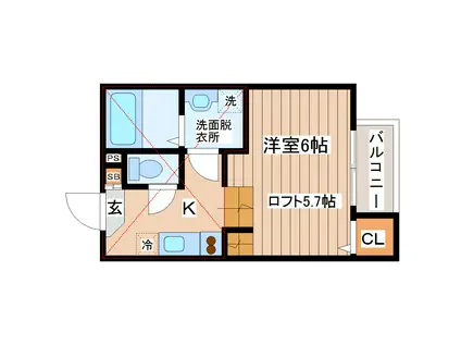 PRIMEFLAT M(1K/1階)の間取り写真