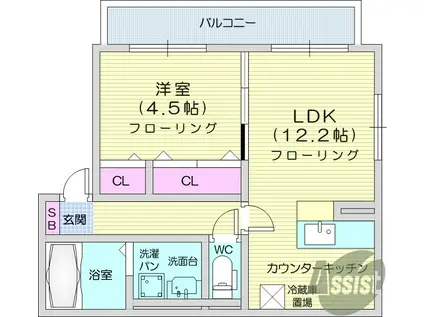 コーポ・ゼルゴバ(1LDK/2階)の間取り写真