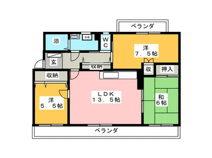 エスパレス湘南(3LDK/2階)の間取り写真