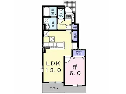 コモド レジデンシアII 八尾南(1LDK/1階)の間取り写真
