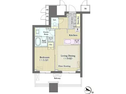 パークコート文京小石川ザ・タワー(1LDK/16階)の間取り写真