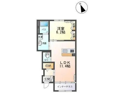 プランドール(1LDK/1階)の間取り写真