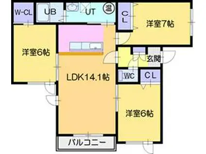 カーサ・セントロ(3LDK/2階)の間取り写真
