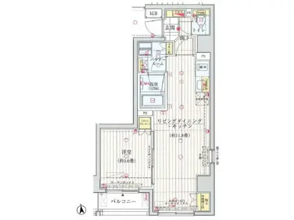 エクセレントシティ中野鷺宮(1LDK/4階)の間取り写真