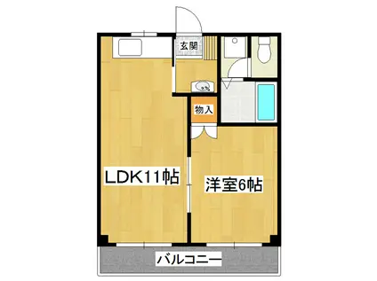 シャトーアスナロ(1LDK/2階)の間取り写真