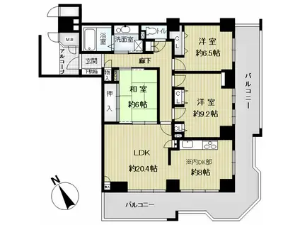 ティオ舞子(3LDK/21階)の間取り写真