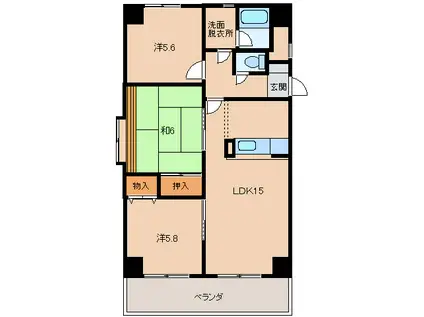 和泉ガーデンパレス(3LDK/2階)の間取り写真