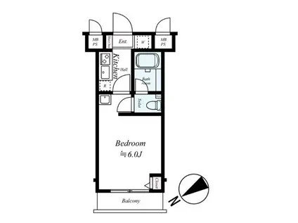 RISING PLACE桜木町二番館(1K/8階)の間取り写真