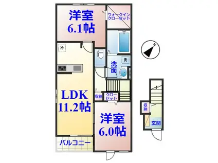 サウスクレストグランデ浜野I(2LDK/2階)の間取り写真