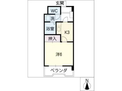 グリーンエクセル大坪(1K/3階)の間取り写真