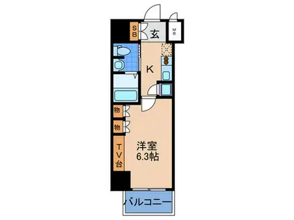 レジュールアッシュPUREMIUMTWIN1(1K/9階)の間取り写真