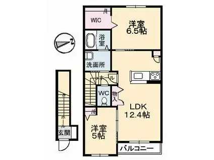 クラヴィーア(2LDK/2階)の間取り写真