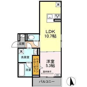 ノクターン内山(1LDK/2階)の間取り写真