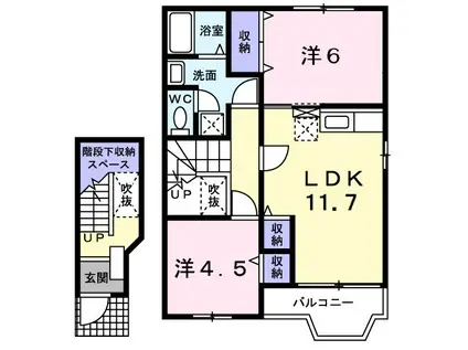 ハイマウントA(2LDK/2階)の間取り写真