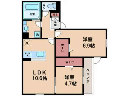 BRILLANTE(2LDK/1階)の間取り写真