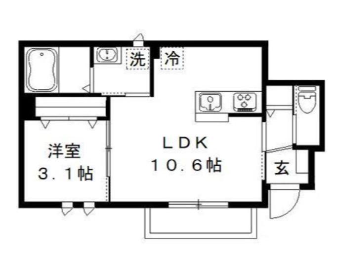ボヌール・メゾン(1LDK/1階)の間取り写真