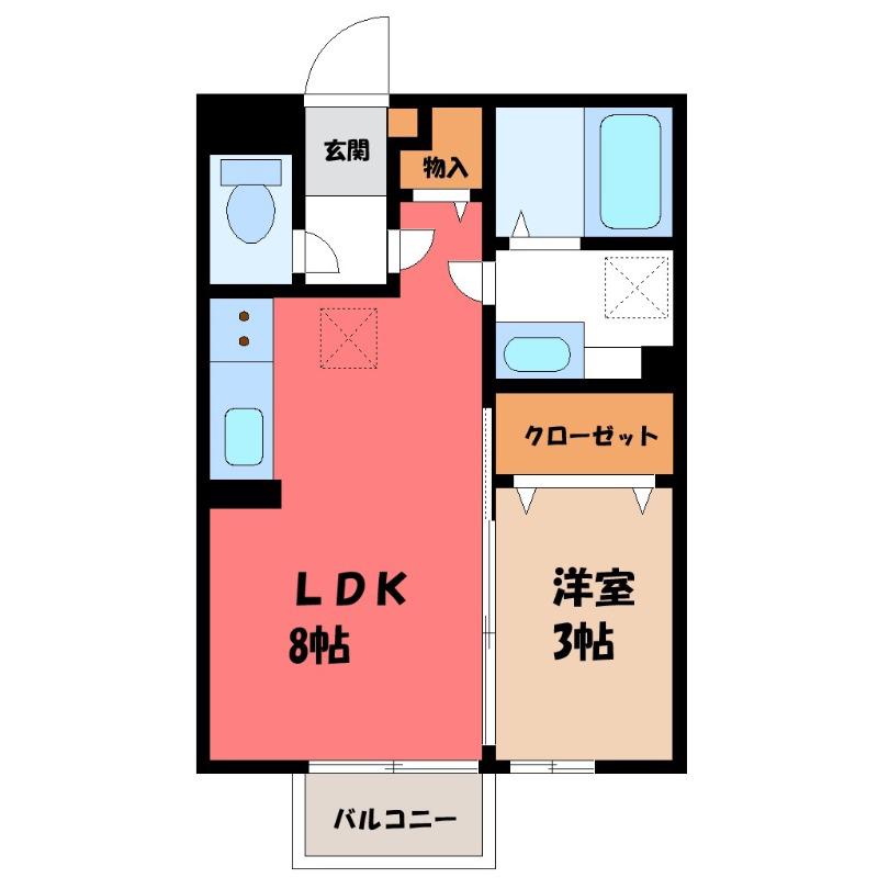 ヴィラ・キャロット III(1LDK/2階)の間取り写真