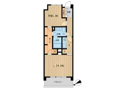 HF若林公園レジデンス(1LDK/1階)の間取り写真