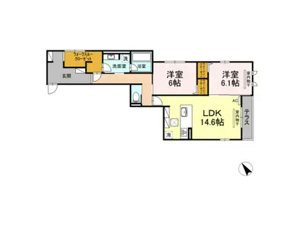 ベルミー(2LDK/1階)の間取り写真
