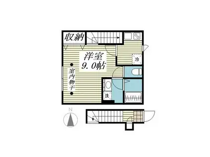 ラ・フレーズ奥沢(1K/2階)の間取り写真