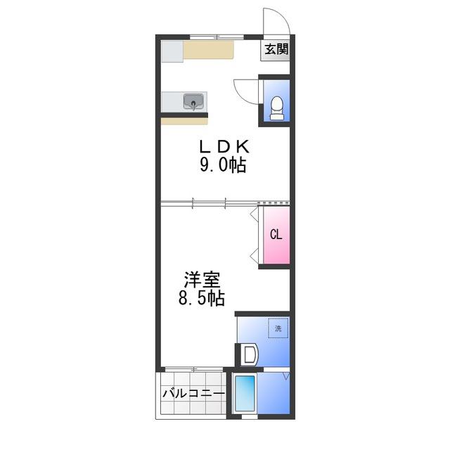 羽衣グリーンハイツ(1LDK/1階)の間取り写真