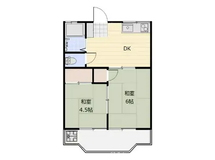 レジデンス大野(2DK/1階)の間取り写真