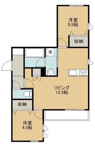 シャルール仙波(2LDK/2階)の間取り写真