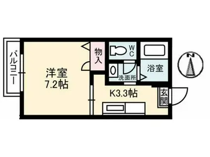 アルカディアIII棟(1K/1階)の間取り写真