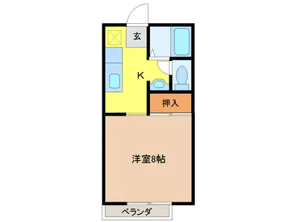 リバーサイドつくば(1K/2階)の間取り写真