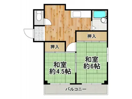 徳留ハイツ(2DK/2階)の間取り写真