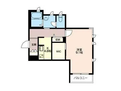 クレセントアール(1K/1階)の間取り写真