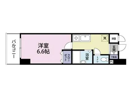 シヨン北九大前(1K/4階)の間取り写真