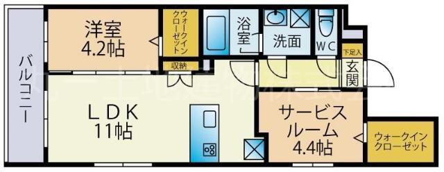 エクサ・スタチオ(2LDK/4階)の間取り写真