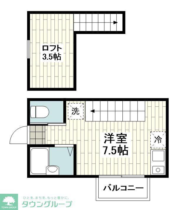 ラルフ東逗子(ワンルーム/2階)の間取り写真