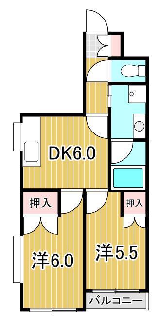 第二宝マンション(2DK/4階)の間取り写真