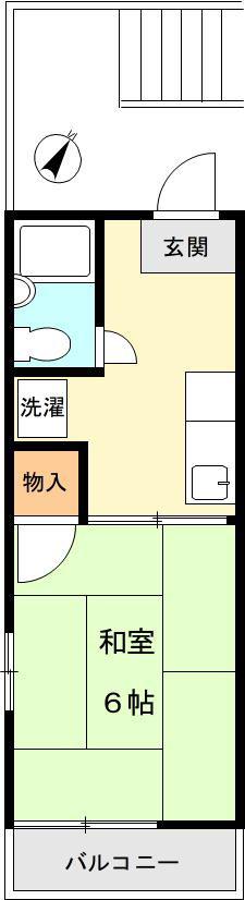 松浦ハイツ(1K/2階)の間取り写真