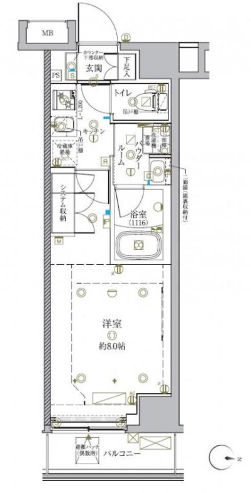 クレイシア新宿中落合(1K/3階)の間取り写真