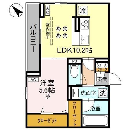 ジョウエイ深町(1LDK/2階)の間取り写真